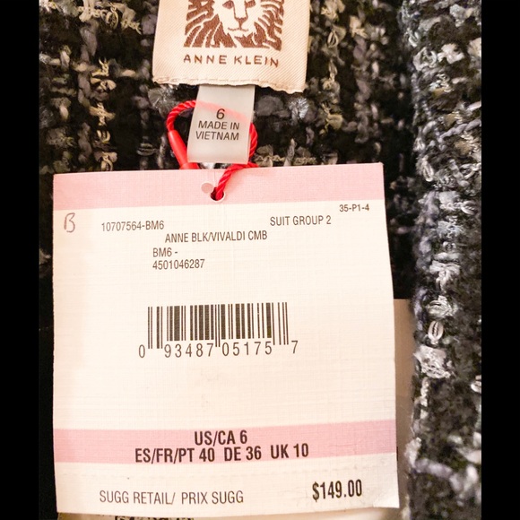 NWT Anne Klein Black and White Tweed Jacket - Picture 4 of 4